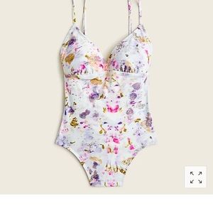 NWT Jcrew x flora obscura strappy onepiece plunge kaleidoscope floral swimsuit
